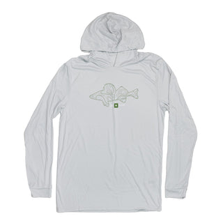 Fish Walleye Contour Sun Shirt | Grey