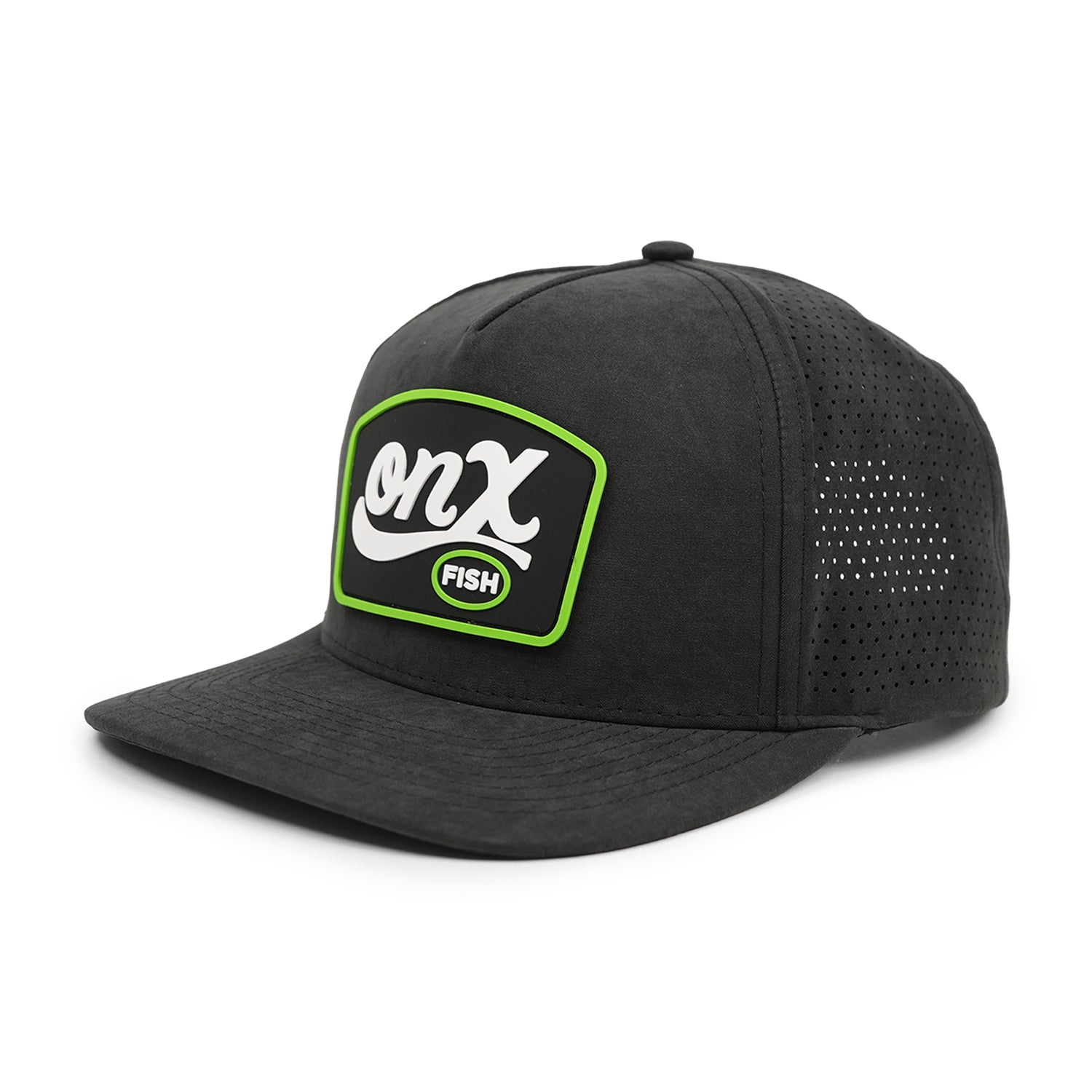Fish Poly-suede Snapback Hat | Black